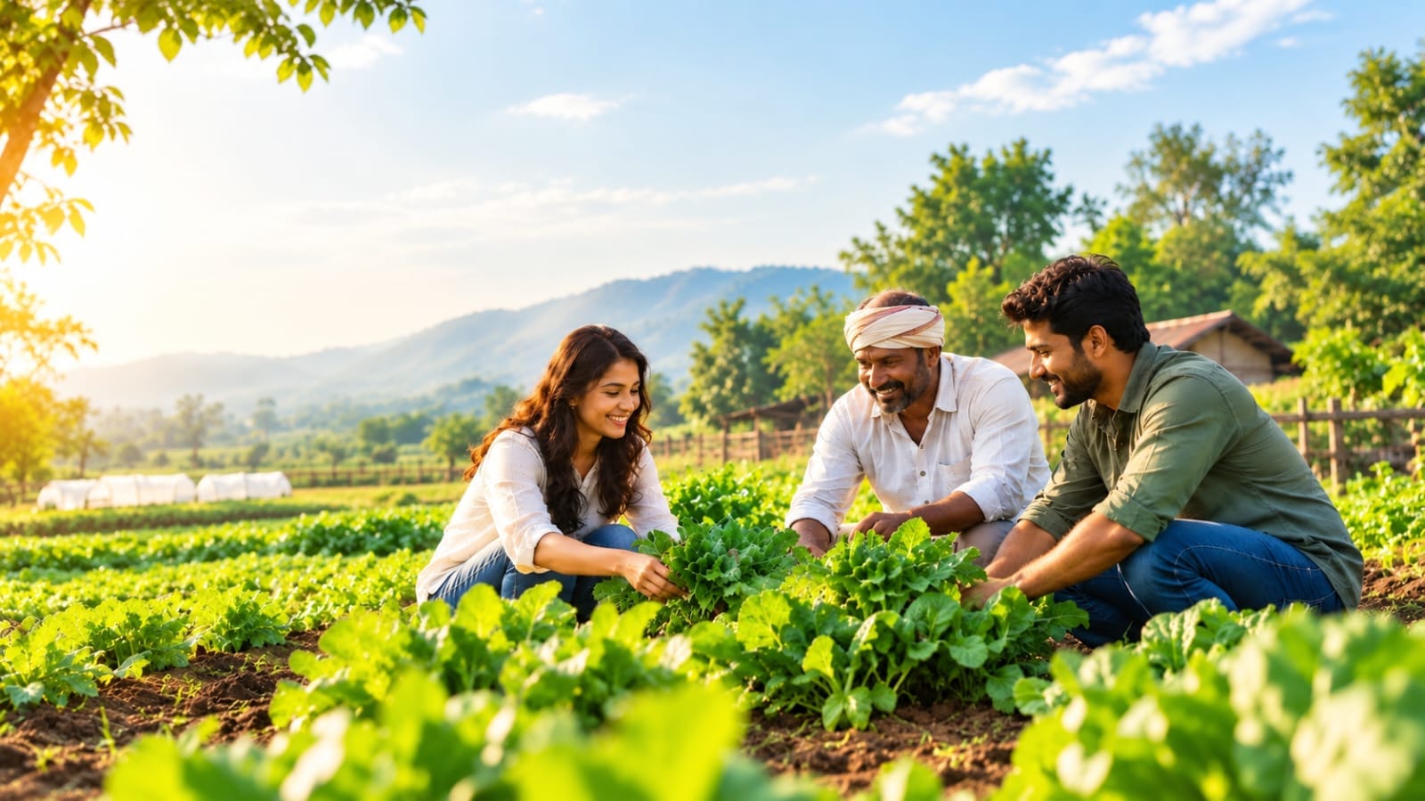 Community farmers tending a shared field